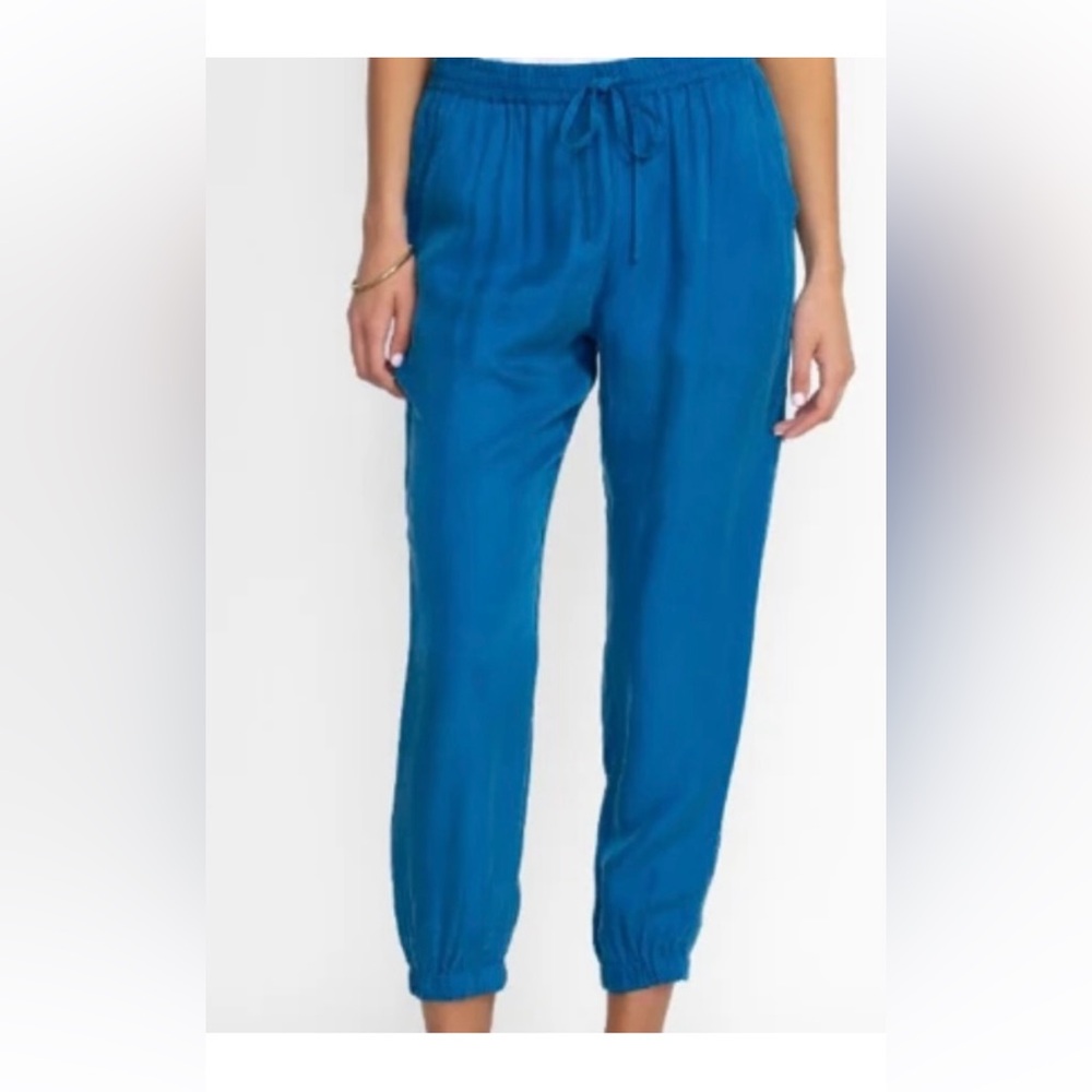 Johnny Was Blue/turquoise silk joggers NWOT